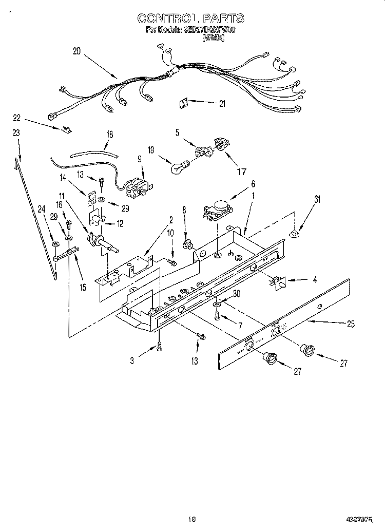 CONTROL Diagram and Parts List for 3ED27DQXFW00  Whirlpool Refrigerator