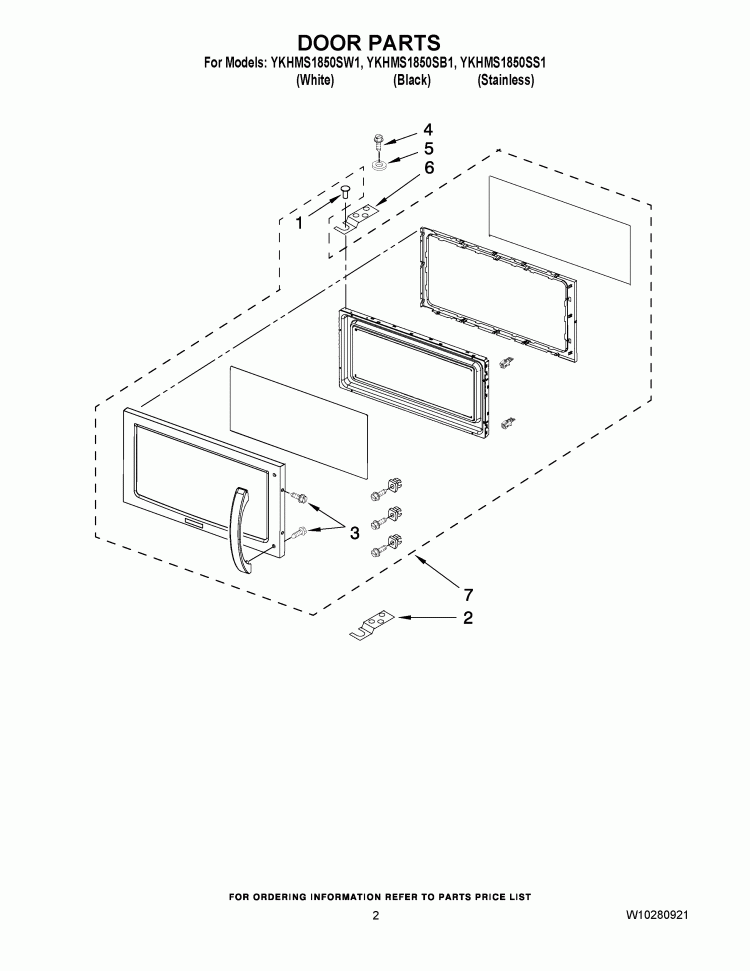 DOOR PARTS Diagram and Parts List for YKHMS1850SB1  KitchenAid Microwave
