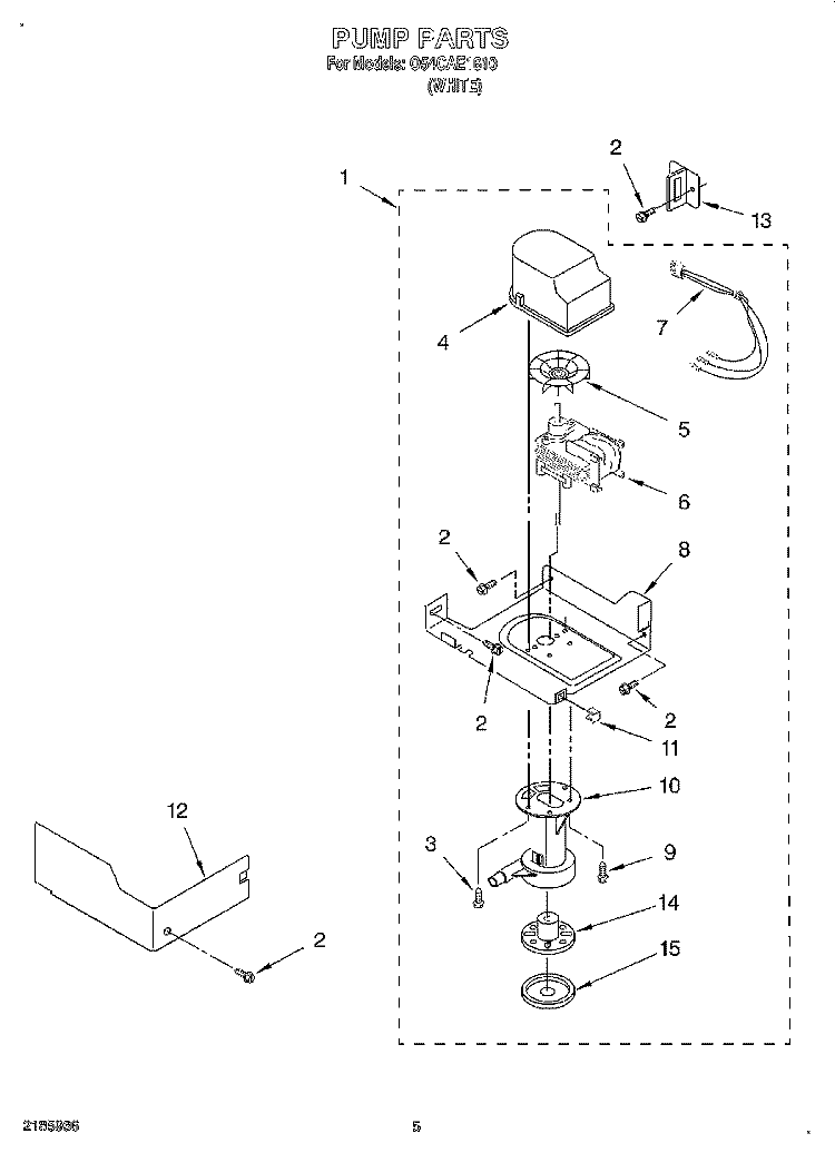 PUMP Diagram and Parts List for O54CAE1610  Whirlpool Ice Maker