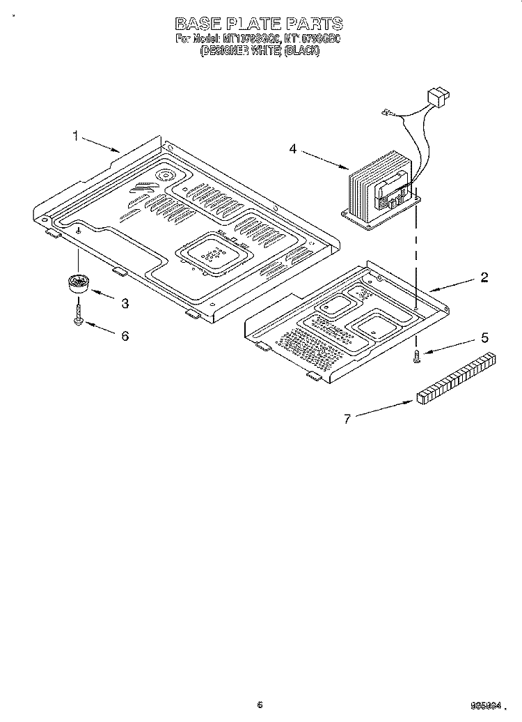BASE PLATE Diagram and Parts List for MT1078SGQ0  Whirlpool Microwave