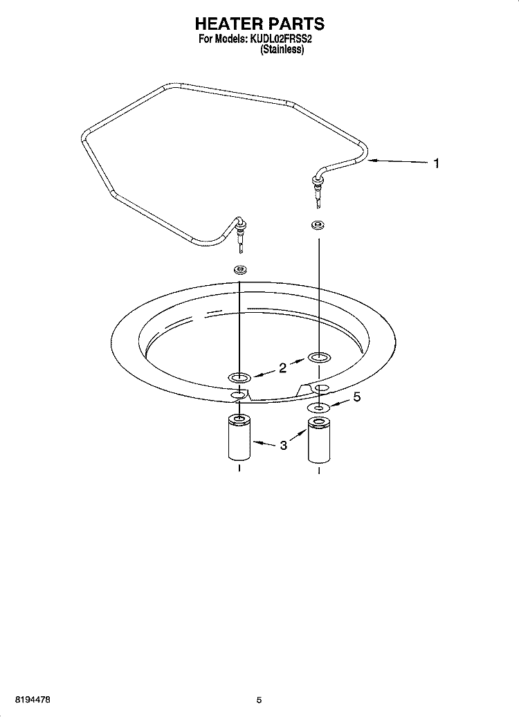 HEATER PARTS Diagram and Parts List for KUDL02FRSS2  KitchenAid Dishwasher