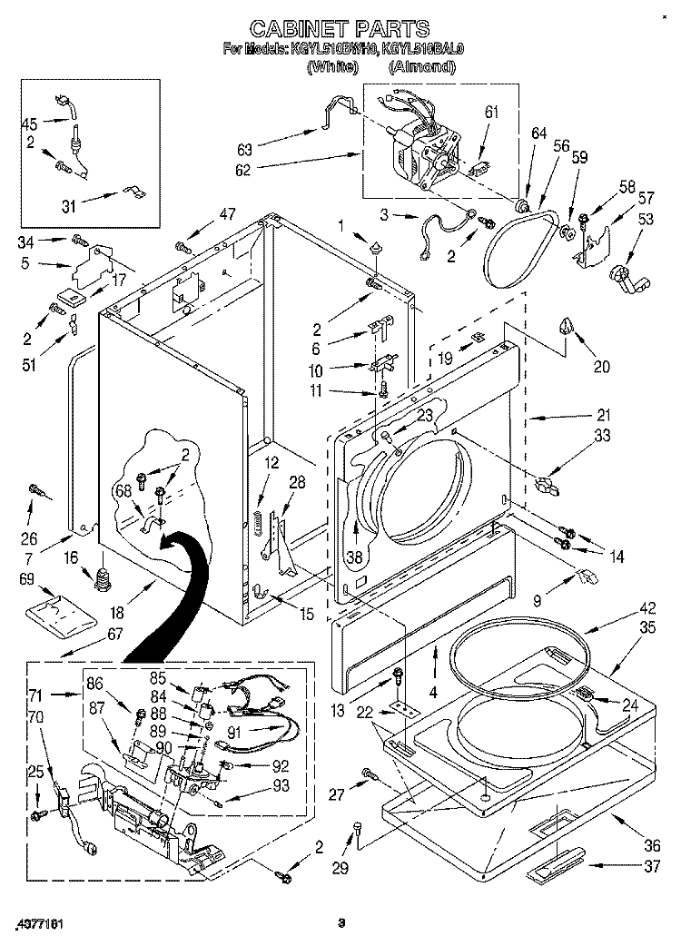 CABINET Diagram and Parts List for KGYL510BWH0  KitchenAid Dryer