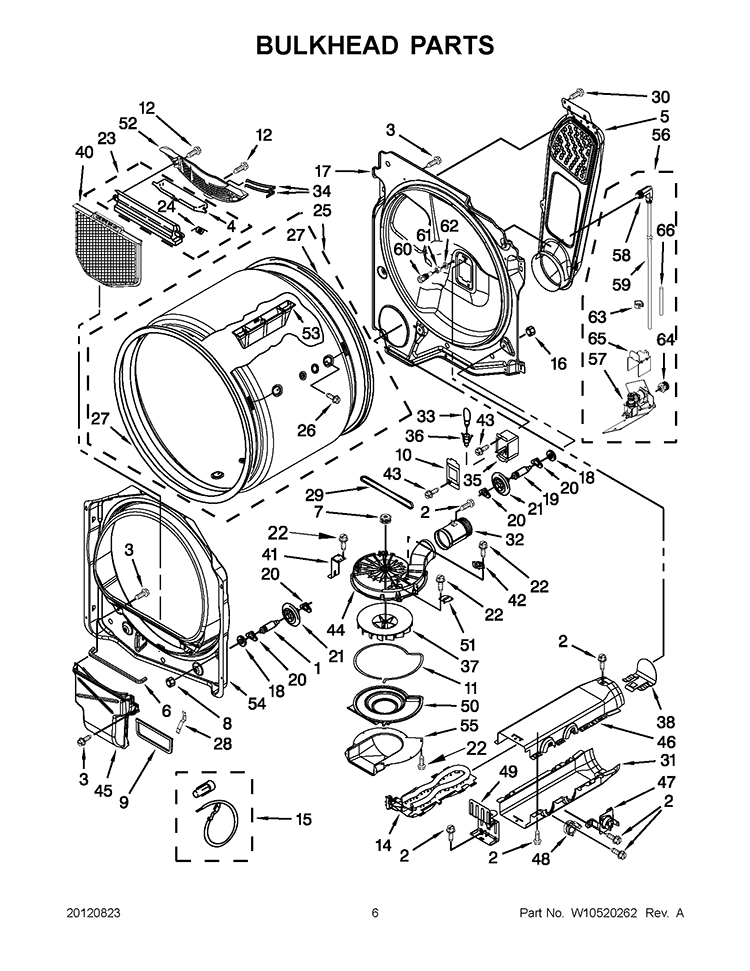 BULKHEAD PARTS Diagram and Parts List for YWED8400YW1  Whirlpool Dryer