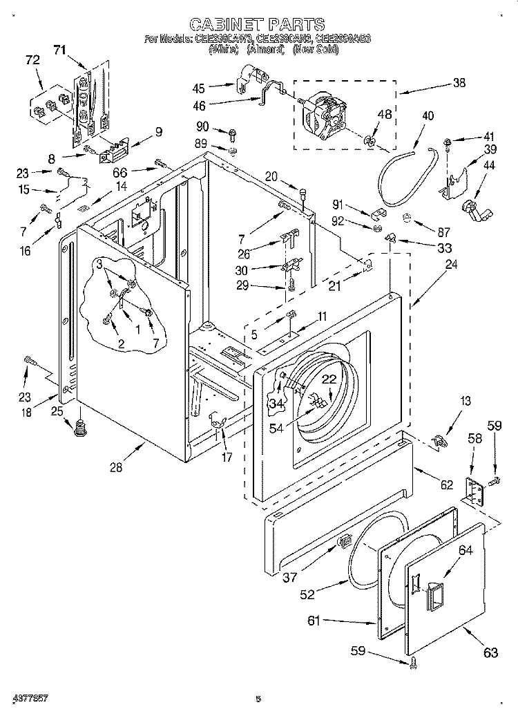 SECTION Diagram and Parts List for CEE2990AG3  Whirlpool Dryer
