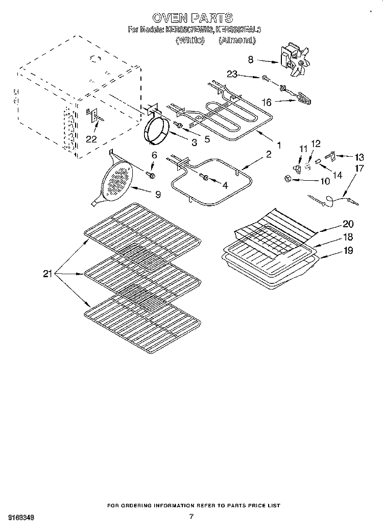 OVEN Diagram and Parts List for KERS507EAL3  KitchenAid Range