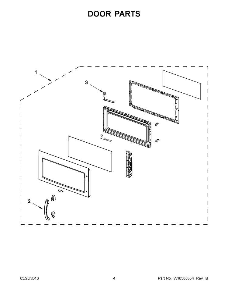 DOOR PARTS Diagram and Parts List for YWMH2205XVQ2  Whirlpool Microwave