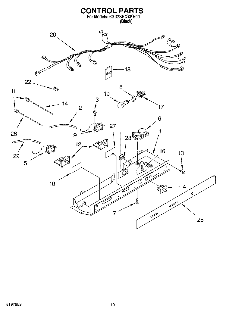 CONTROL, OPTIONAL Diagram and Parts List for 6GD2SHQXKB00  Whirlpool Refrigerator
