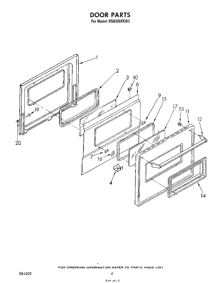 OVEN DOOR , LITERATURE AND OPTIONAL Diagram and Parts List for RS6300XKW3  Whirlpool Range