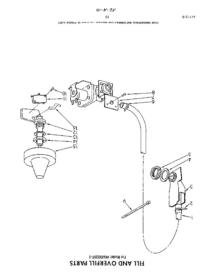 FILL AND OVERFILL Diagram and Parts List for 4KUDI220T3  KitchenAid Dishwasher