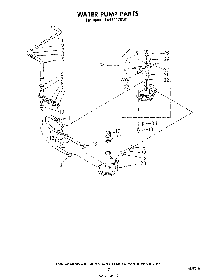 WATER PUMP Diagram and Parts List for LA9800XKW1  Whirlpool Washer