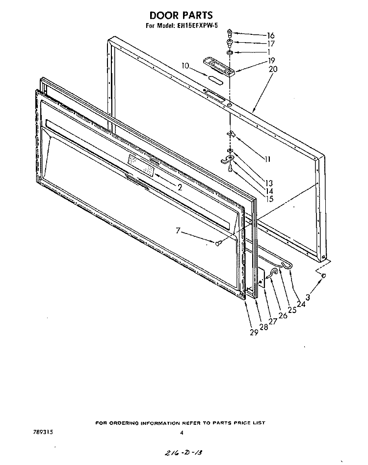 SECTION Diagram and Parts List for EH15EFXPW5  Whirlpool Freezer
