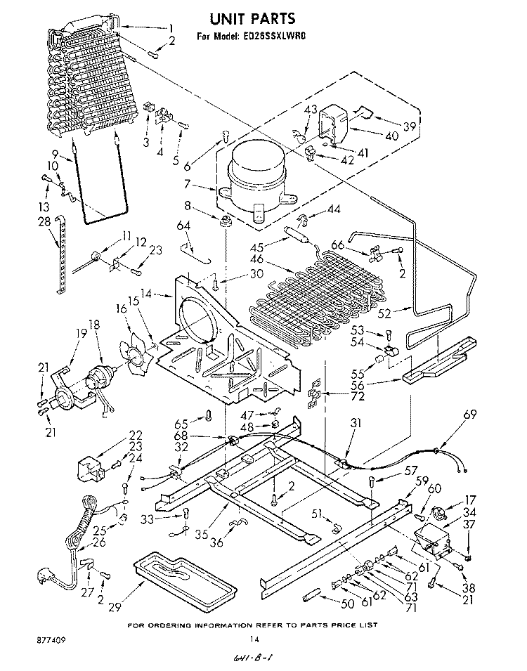 UNIT Diagram and Parts List for ED26SSXLWR0  Whirlpool Refrigerator