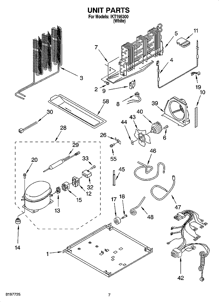 UNIT PARTS Diagram and Parts List for IKT195300  Inglis Refrigerator