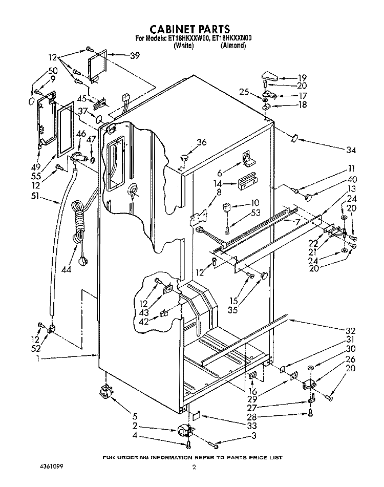CABINET Diagram and Parts List for ET18HKXXN00  Whirlpool Refrigerator