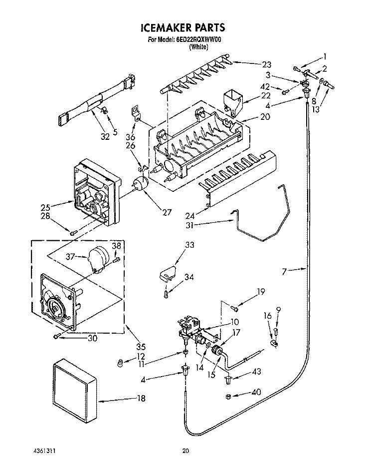 ICE MAKER, LIT/OPTIONAL Diagram and Parts List for 6ED22RQXWW00  Whirlpool Refrigerator