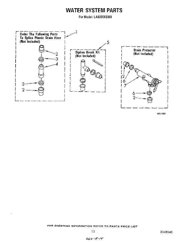 WATER SYSTEM Diagram and Parts List for LA6055XSW0  Whirlpool Washer