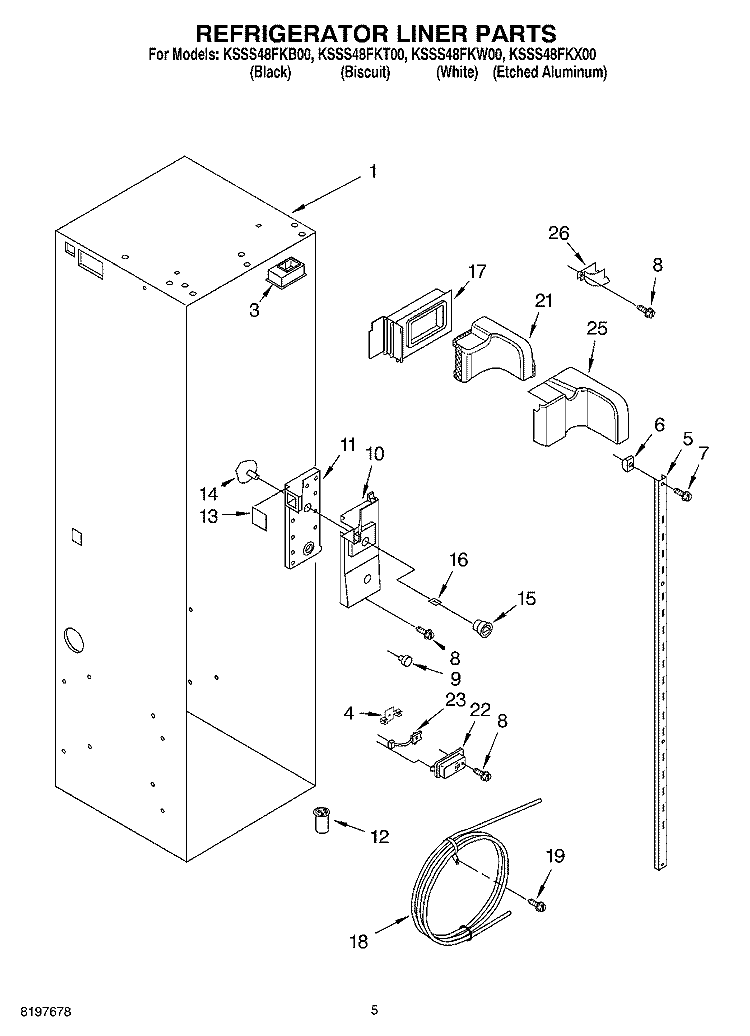 REFRIGERATOR LINER Diagram and Parts List for KSSS48FKT00  KitchenAid Refrigerator