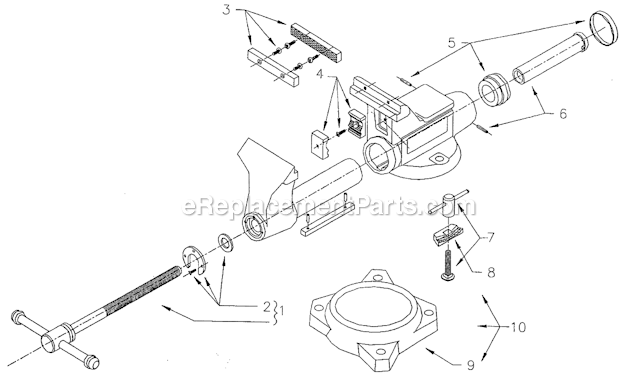 Page A Diagram and Parts List for 1755 After 1998 Wilton Vise