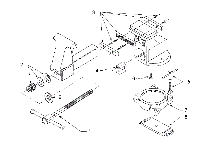 Parts List Diagram and Parts List for 50018  Wilton Vise