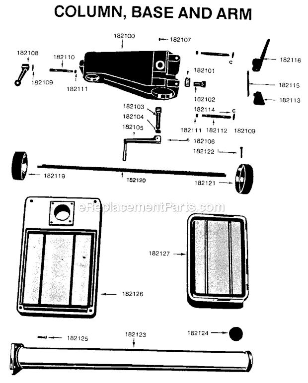 Column Base And Arm Diagram and Parts List for 24514  Wilton Drill Press