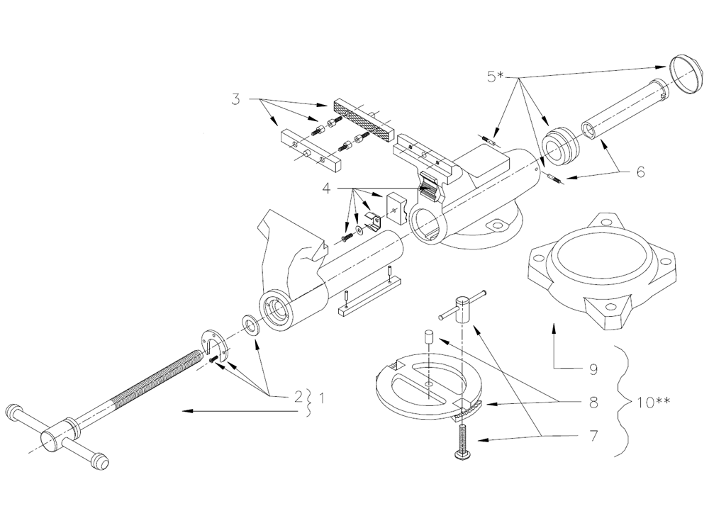 Diagram Diagram and Parts List for AW35 10400 Wilton Vise