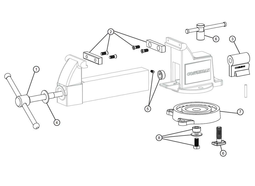 Diagram Diagram and Parts List for 604-1-2M3 10204 Wilton Vise