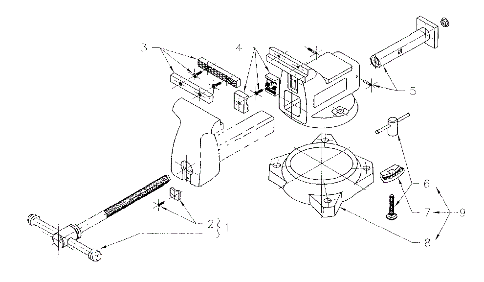 Parts List Diagram and Parts List for 746 21500 Wilton Vise