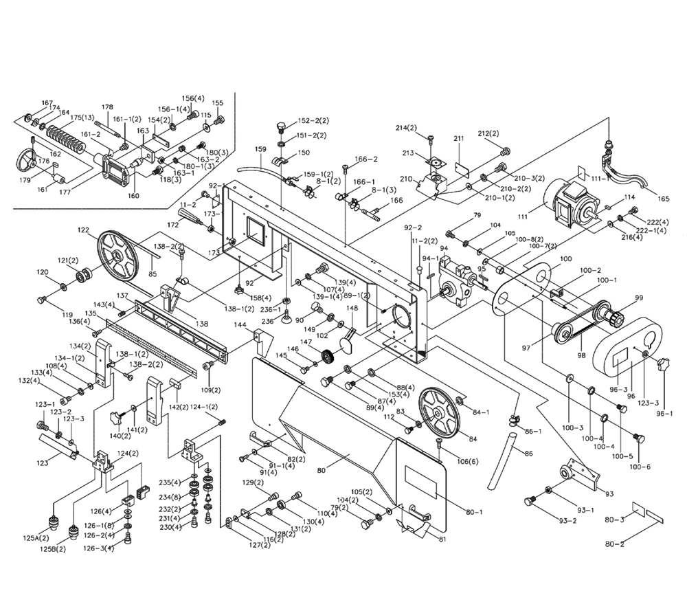 Fig-1 Diagram and Parts List for 7040  Wilton Saw