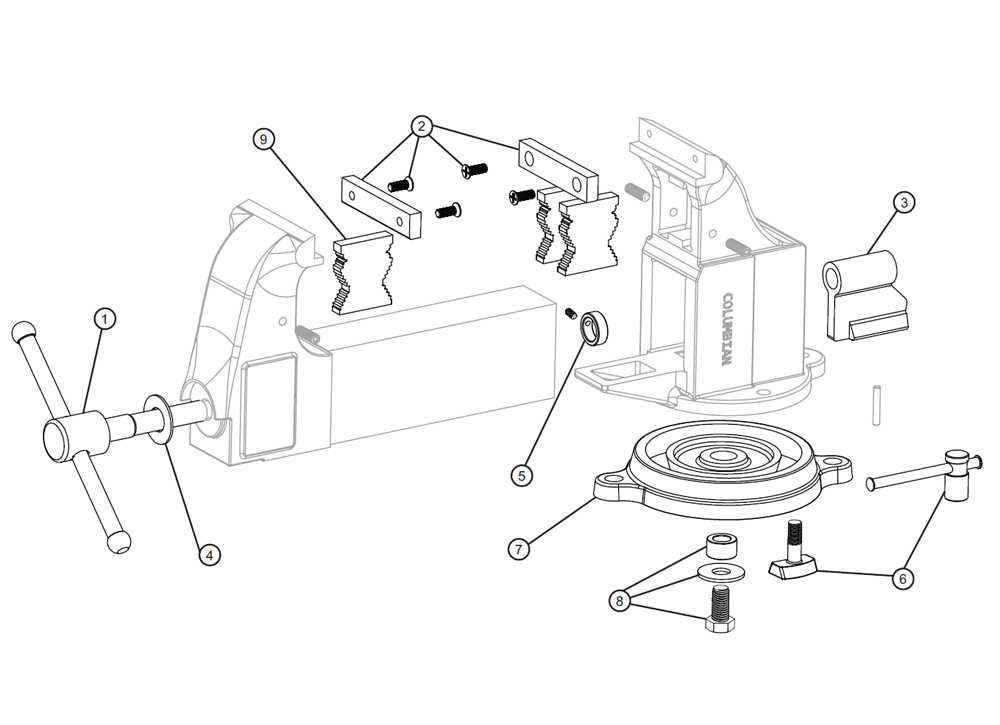 Diagram Diagram and Parts List for 204-1-2M3 10404 Wilton Vise