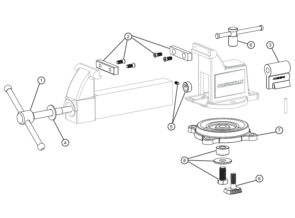 Fig-0 Diagram and Parts List for 604M3 10203 Wilton Vise