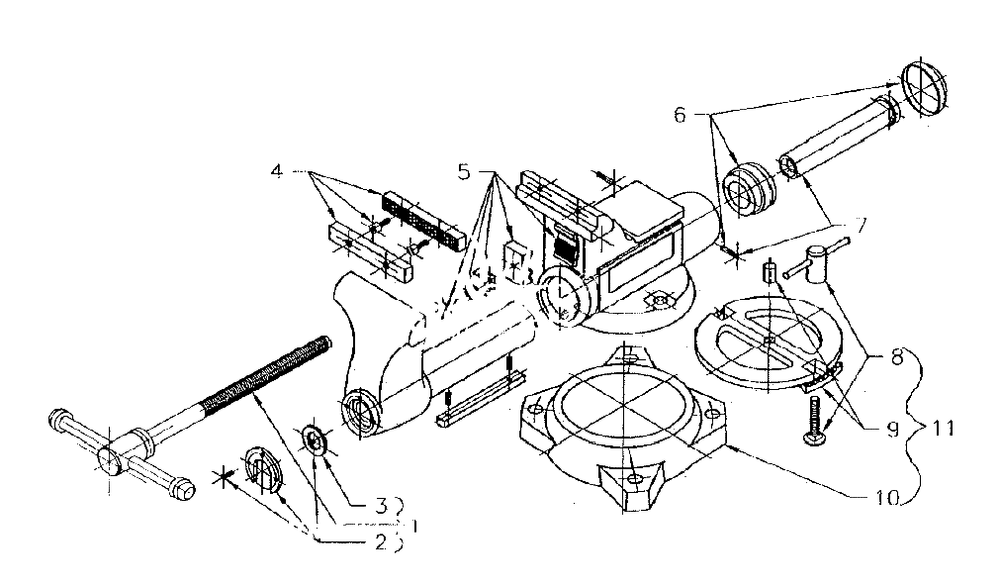 Parts List Diagram and Parts List for 1780XC 28802 Wilton Vise