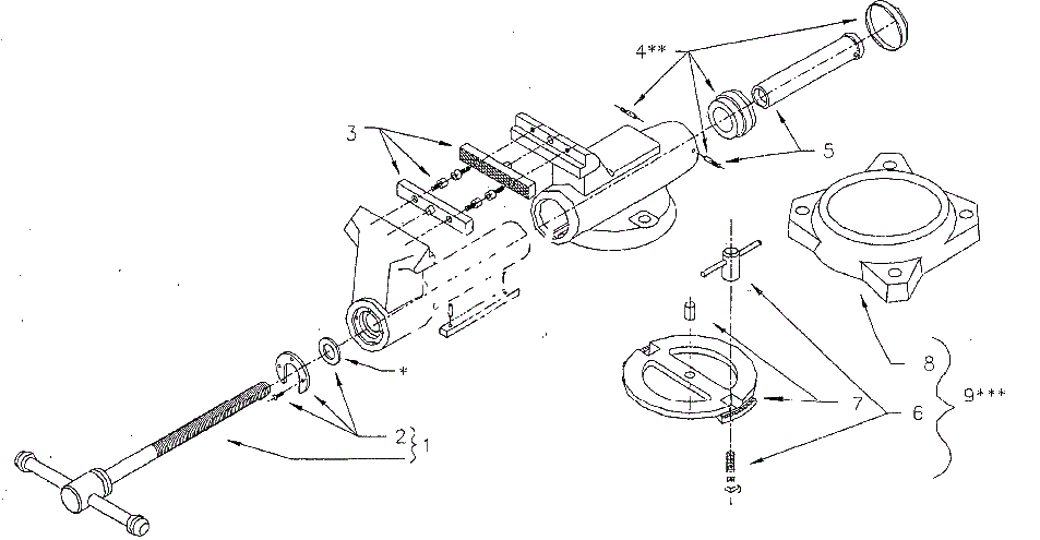 Parts List Diagram and Parts List for 400N 10076 Wilton Vise