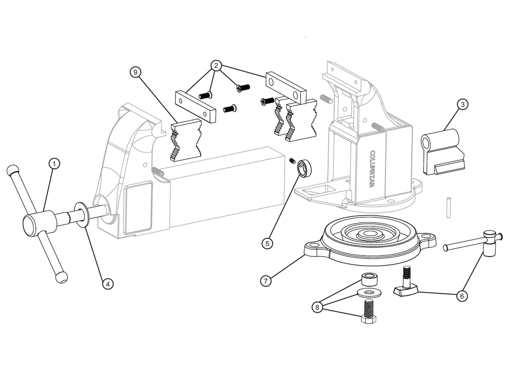 Diagram Diagram and Parts List for 203-1-2M3 10403 Wilton Vise