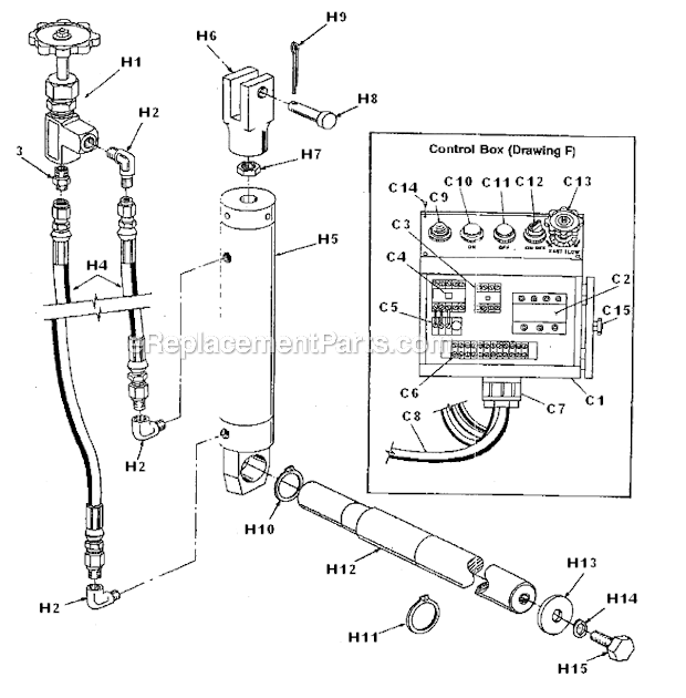 Hydraulic_Cylinder_And_Control_Box Diagram and Parts List for 7000  Wilton Band Saw