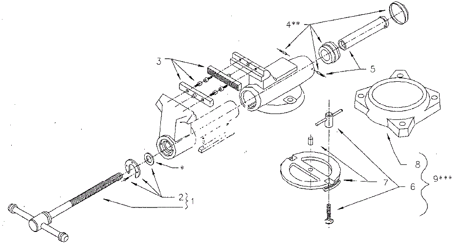 Parts List Diagram and Parts List for 450N 10086 Wilton Vise