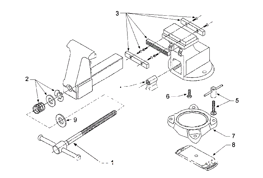 Parts List Diagram and Parts List for 50016  Wilton Vise