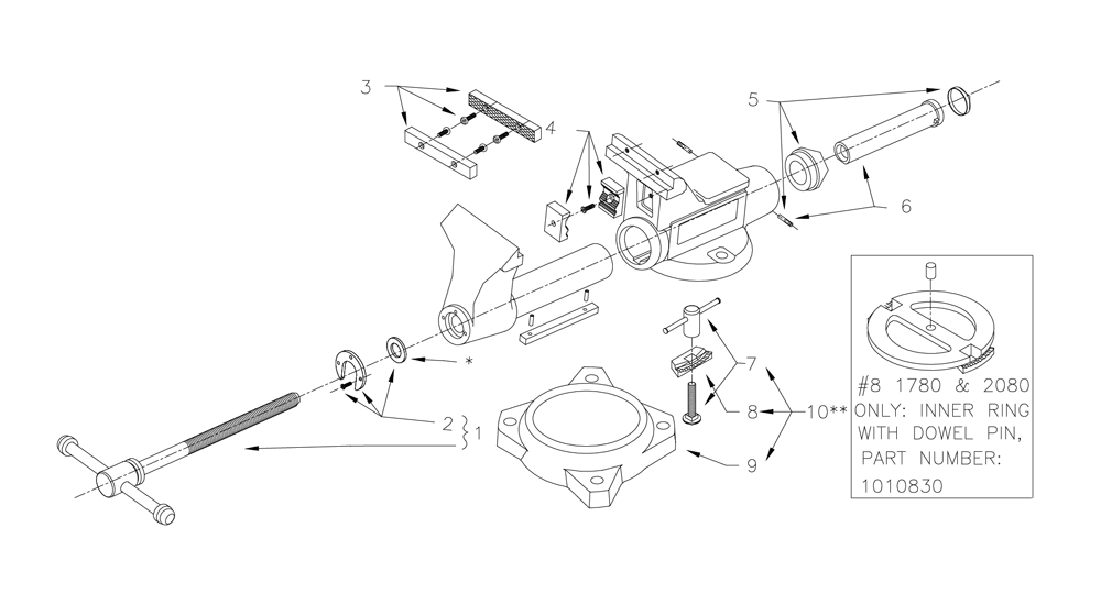 Fig-0 Diagram and Parts List for B-1998 1780 Wilton Vise