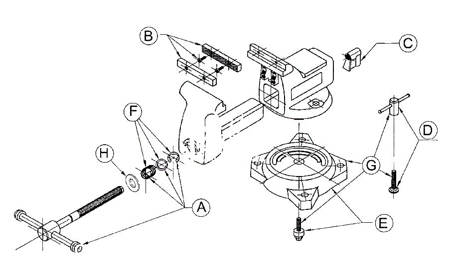 Parts List Diagram and Parts List for 50006  Wilton Vise