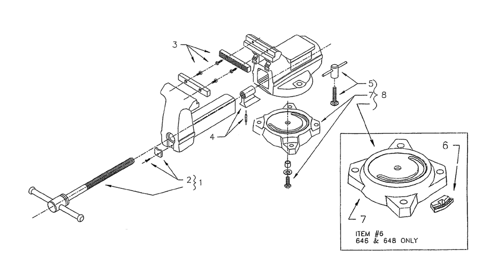 Fig-0 Diagram and Parts List for B-2000 648B HD Wilton Vise