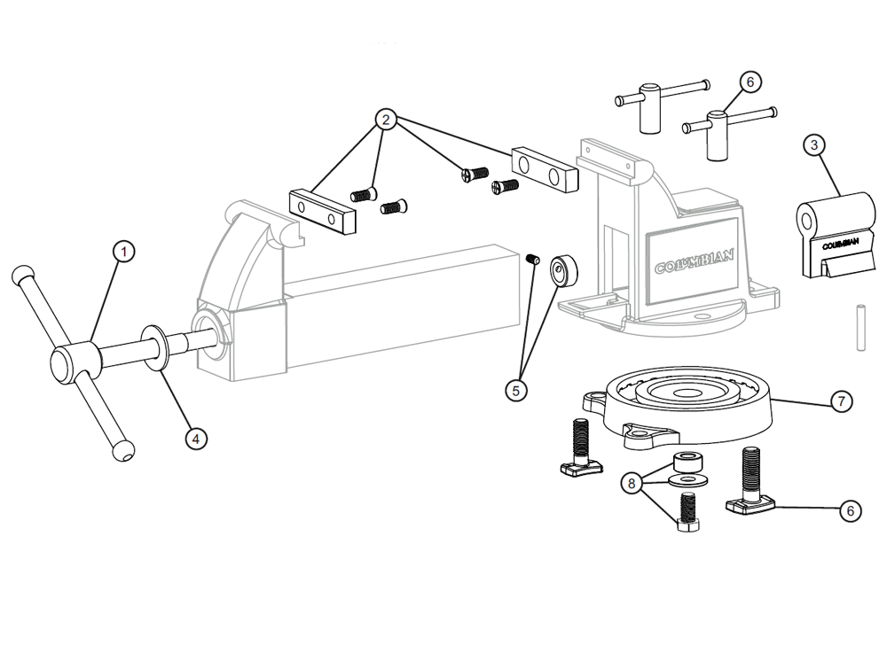 Fig-0 Diagram and Parts List for 605M3 10205 Wilton Vise