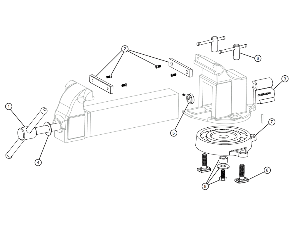 Fig-0 Diagram and Parts List for 606M3 10206 Wilton Vise