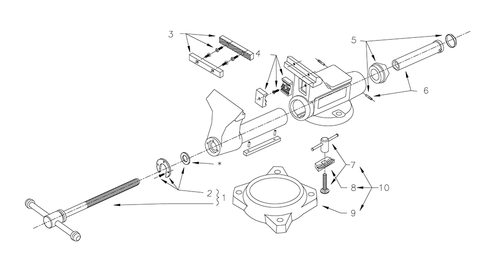 Fig-0 Diagram and Parts List for B-1992 1750 Wilton Vise