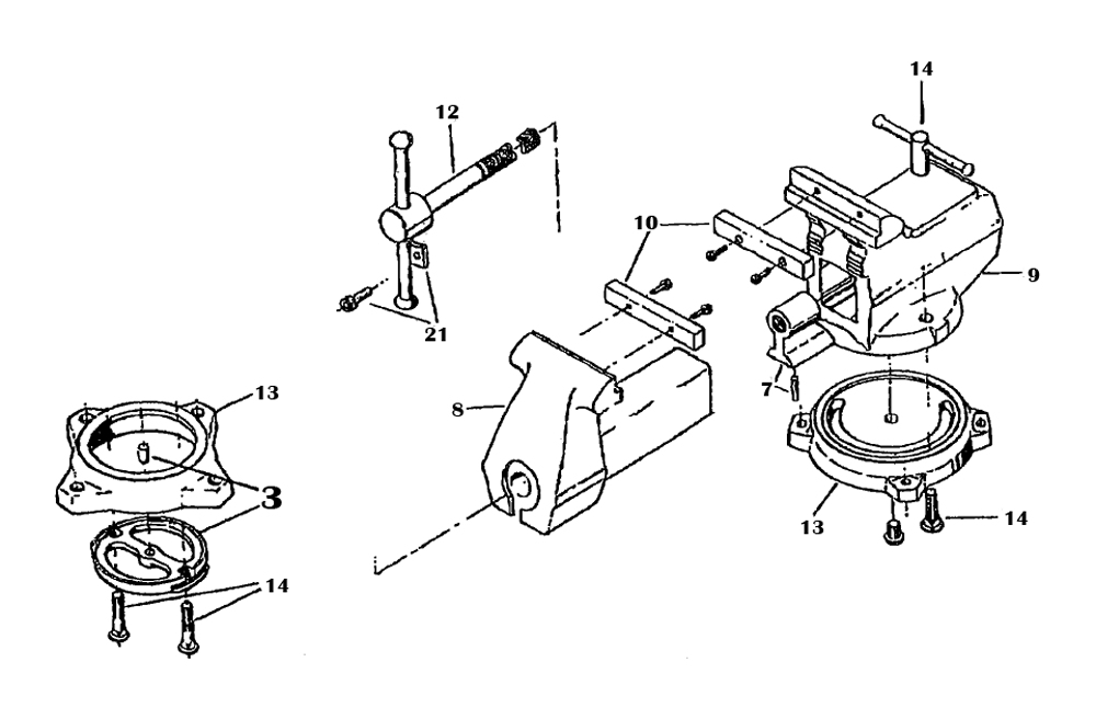 Fig-0 Diagram and Parts List for 111221 845 Wilton Vise