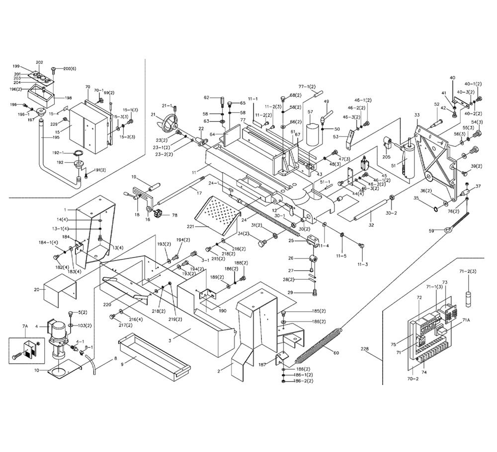 Fig-0 Diagram and Parts List for 7040  Wilton Saw