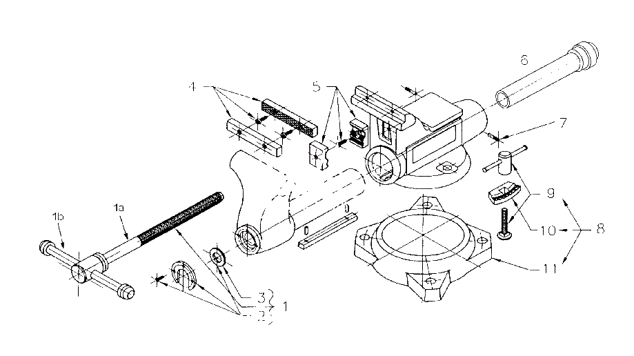 Parts List Diagram and Parts List for 1755SE 28806A Wilton Vise