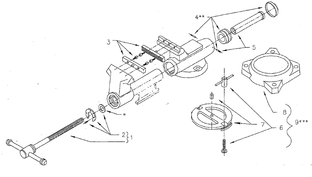 Parts List Diagram and Parts List for 350N 10066 Wilton Vise