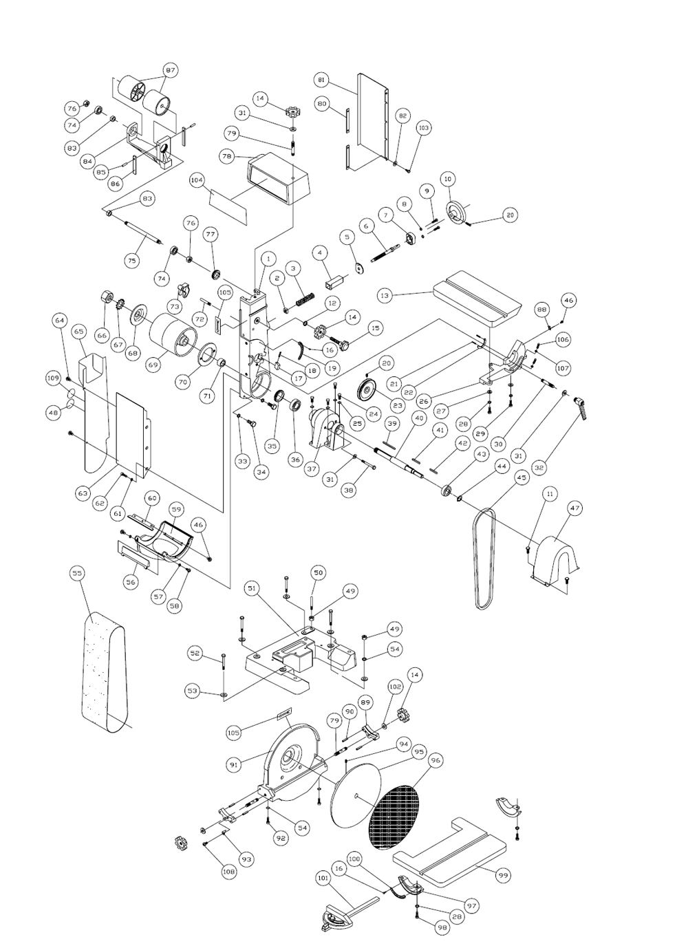 Fig-0 Diagram and Parts List for 4200A  Wilton Sander Polisher