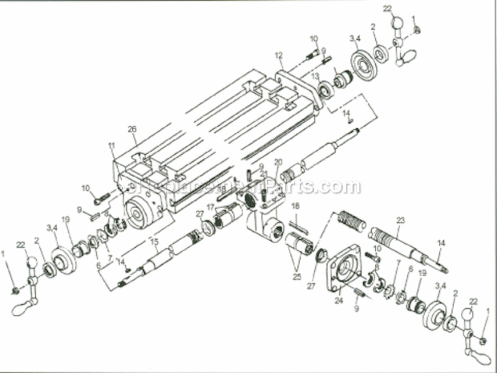 Worktable Diagram and Parts List for PVS203  Wilton Mill
