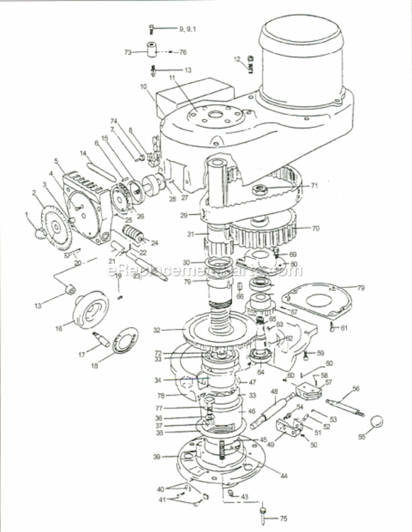 Back_Gear_Components Diagram and Parts List for PVS203  Wilton Mill