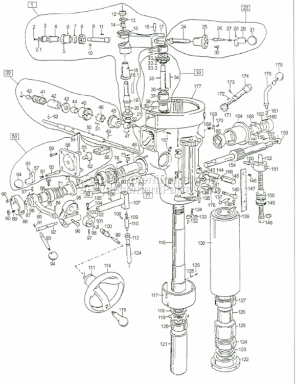 Head Diagram and Parts List for PVS203  Wilton Mill
